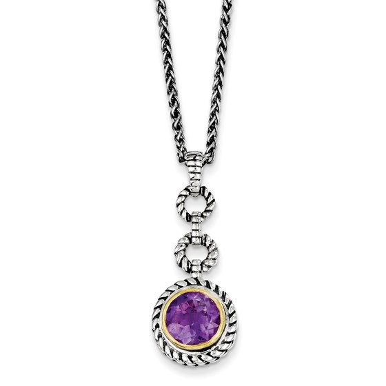 Sterling Silver w/Gold-tone Flash Plated Amethyst Necklace Sterling Silver w/Gold-tone Flash Plated Amethyst Necklace